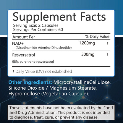 NAD+Supplements - with Resveratrol - Natural Energy