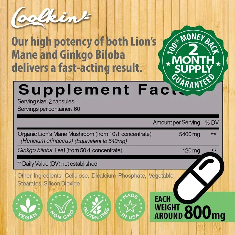 Lion's Mane Mushroom Capsules - Enhance The