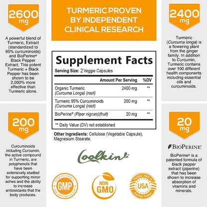 Curcumin Capsules, Natural Joint Support with Black