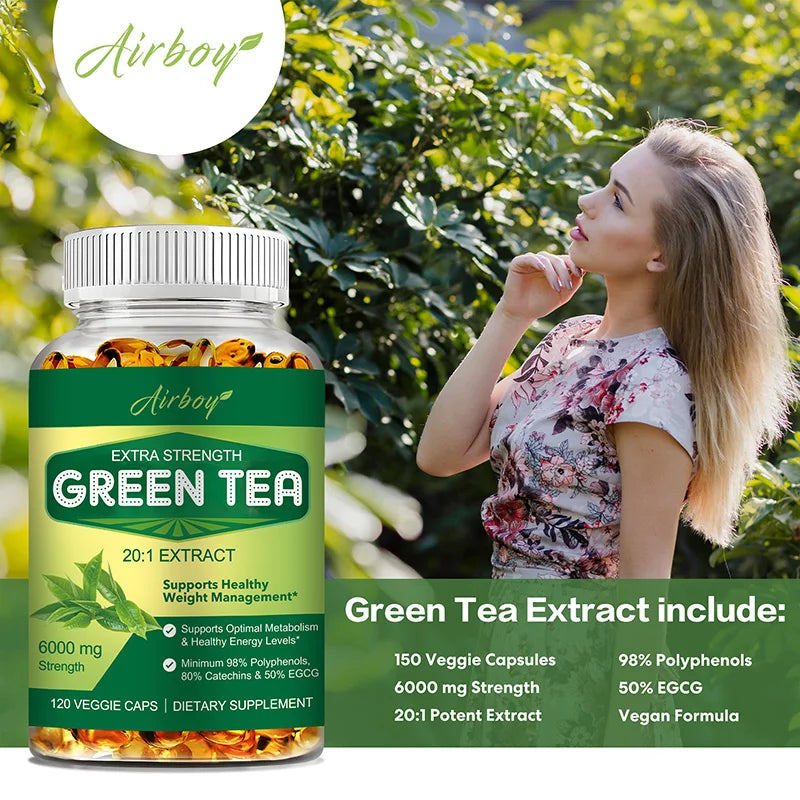 Green Tea Capsules - with 98% Polyphenols,