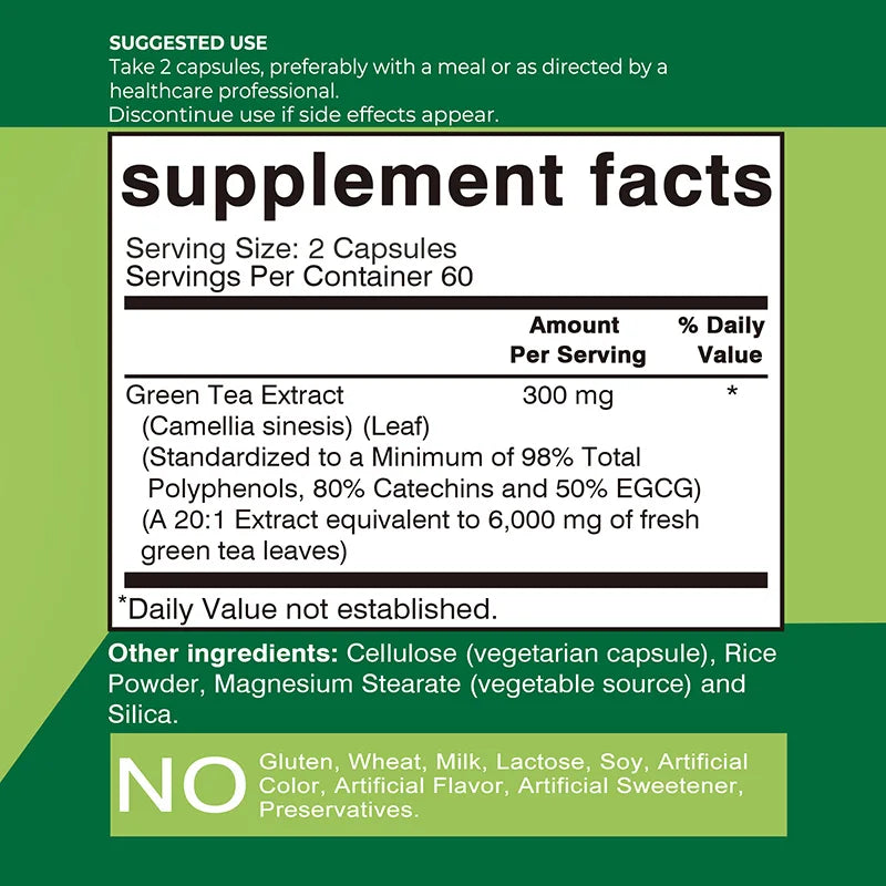 Green Tea Capsules - with 98% Polyphenols,