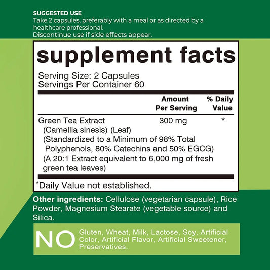 Green Tea Capsules - with 98% Polyphenols,