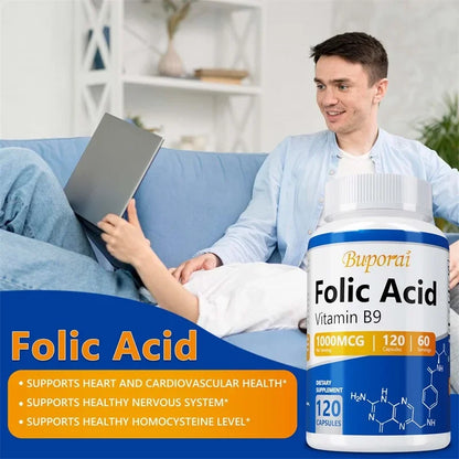 Folic Acid Supplement - Heart Health, Nervous System Health, Prenatal Support