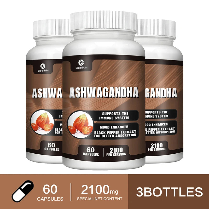 Ashwagandha Capsules 2100mg - Supports Energy,
