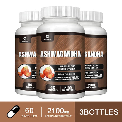 Ashwagandha Capsules 2100mg - Supports Energy,