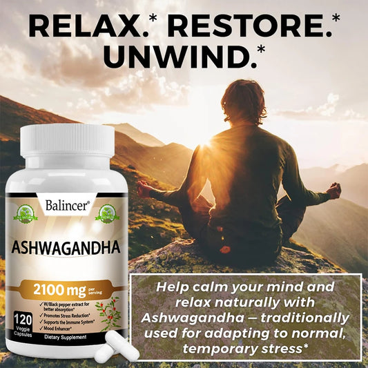 Organic Ashwagandha 2,100 Mg - Stress Relief, Mood