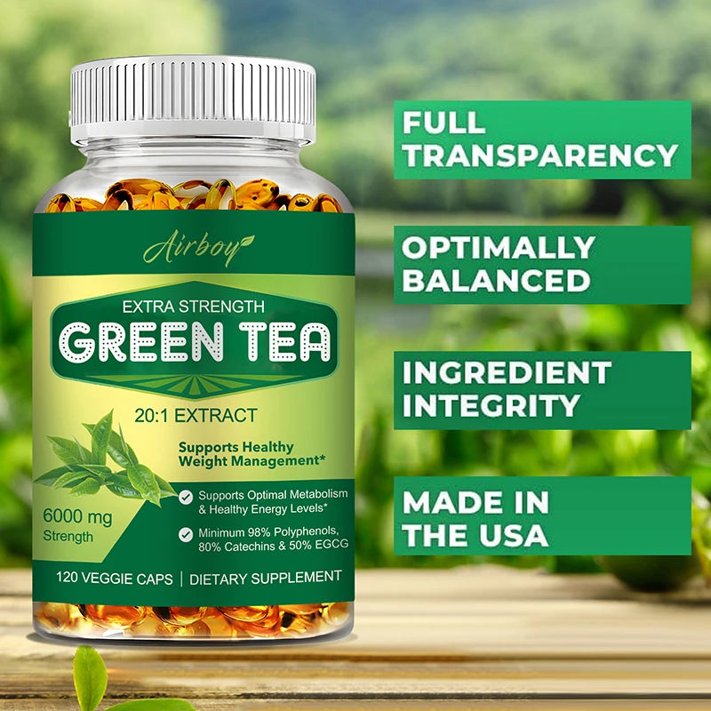 Green Tea Capsules - with 98% Polyphenols,