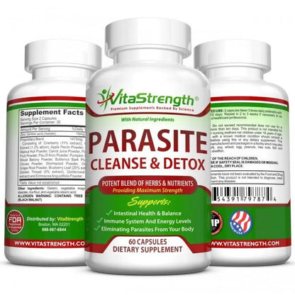 Intestinal Detox with Black Walnut, Wormwood & More - Eliminates Parasites & Other Intestinal Worms, 60 Capsules